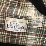 basic editions  Plus Womens Flannel Shirt Cotton Plaid Pocket Brown White 16W Photo 2