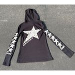 Sledge USA Star Print Hoodie Long Sleeve Top Ribbed Knit Black Large Photo 6