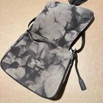 ABRO suede leather abstract print saddle bag, brown and tan, adjustable strap Photo 5