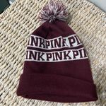 PINK - Victoria's Secret Victoria’s Secret VS Pink Pom Beanie Winter Hat Stocking Cap Toboggan Maroon. Photo 1