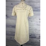 Sundance Eyelet Dress Women XS 2 Vanilla Shift Keyhole Back Lined 100% Cotton Photo 2