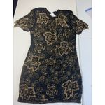 Black Tie Beaded Dress Size 10 Gold Flowers Vintage Cocktail‎ Party Photo 4
