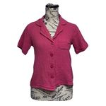 Sincerely Jules Pink Gauze Slub Knit Button Front Blouse XS • Beach Coastal Photo 1