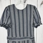 TCEC  Women Tapestry Romper Navy White Sz L Inseam: 4" Cuffed Pockets Photo 2