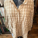 Poetry breezy 16 linen natural tan checked gingham shirt Photo 0