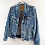 Lucky Brand Tomboy Trucker Graphic Blue Jean Babe Denim Jean Jacket Blue Small Photo 10