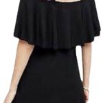 Anthropologie Anthro Maeve Cold Shoulder Flounce Mini Dress Black Size XS Photo 1