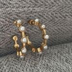 American Eagle  Gold and Pearl Hoops Photo 3
