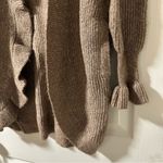 Hinge  Tan Light Brown Cardigan Ruffle Sweater Photo 3
