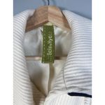 SOIA & KYO Wool‎ Blend Cream Coat Asymmetrical Zip Front Black Trim Elegant Luxury Sz Large Photo 4