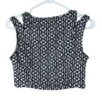 Anthropologie Mine Print Crop Top Womens Size M Black White Split Shoulder Strap Photo 5