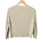 August Silk  Cream Ribbed Tie Front Silk Blend Grannycore Cardigan Size Large Photo 1