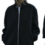 ZARA  Monteco Wool Front Zip Oversized Bomber Jacket Black Size XS Photo 0