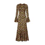 Caroline Constas Allonia Black Floral Print Long Sleeve Trumpet Gown Size XS Photo 4