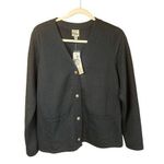 Como vintage  Womens Large 20x26 Black Quilted Blazer Jacket Button Patch Pockets Photo 0