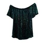 Socialite  Off the Shoulder Emerald Green Crushed Velvet Top, Sz L Photo 3
