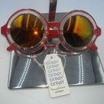 Petals and Peacocks Extasy‎ Red Round Reflective Sunglasses Photo 1