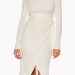 NWT ARITZIA WILFRED Saturn Long Sleeve Wrap Midi Dress in Frozen Grey Si… Size XL Photo 6