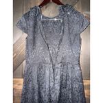 Kensie  Dress M Black Brocade Print Embellished Beaded Collar Cap‎ Sleeve Photo 5