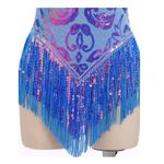 NWOT Sequin Fringe Bodysuit Sparkly Tassel Dance Rave Costume XS Blue Photo 4