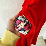 Maeve Anthropologie Red Floral Trim Textured  Rousseau Flounced Dress 2 Photo 8