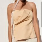 ZARA NWOT gabardine light, yellow, zipper, back strapless button front tube top Photo 1