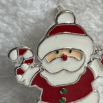 Santa Clause Candy Cane Christmas Holiday Pin Brooch Pendant Enameled Metal Photo 2