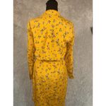 Ralph Lauren Lauren Sheath Shirt Dress Size 4 Mustard Yellow Floral Midi Photo 3