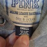 PINK - Victoria's Secret Pink New York Yankees Full Zip Gray Hoodie with Writing on Back‎ Size Small Photo 3