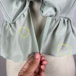 Stone Cold Fox  Sage Green Silk Ruffle Tie Crop Top Photo 4