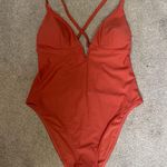 Cupshe Burnt Orange Plunging V-Wire Cross Back Cheeky One Piece Swimsuit Size L Photo 3