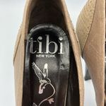 Tibi  Tan Suede Pumps Wood Heels Womens 8 Cap Toe Snake Embossed Preppy Pumps Photo 3