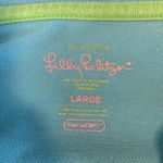 Lilly Pulitzer Island Azure Blue Lime Logo TransDry Polo Shirt Size Large L Top Photo 3