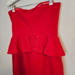 JAYGODFREY Strapless Red Hot Peplum Dress Birch Cascade Mini Womens 6 Cocktail Photo 7