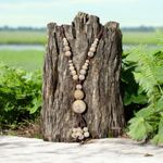Bohemian Style‎ Handcrafted Ceramic Sweater Necklace Adjustable String Brown Photo 4