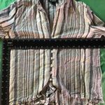 A Byer A. Byers Women’s 3/4 Sleeve Button Down Tie Striped Blouse Size L Photo 2