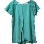 Umgee  Linen Blend Blouse Shirt Women Size Small‎  Fringe Hem Crochet Sleeve Boho Photo 0