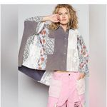 POL  Floral Patchwork Lace Button-Up Shirt - Oversized - Flower Buttons Size L Photo 3