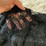 EXPRESS Black High Neck Lace Yoke Top Size XS Photo 2