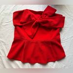 Adelyn Rae Red Rozina Woven Strapless Bow Top Large Photo 4