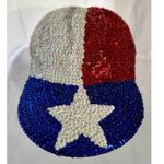 Go Glittery Vintage Red White Blue USA Flag Patriotic Sequin Baseball Cap Hat Photo 0