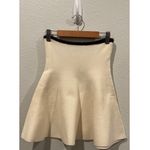 ZARA High-Rise Black Faux Fur Trim Stretch-Knit Circle Beige Mini Skirt Photo 1