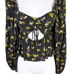 Urban Outfitters ‎ Cottagecore Floral Smocked Cutout Peplum Raw Hem Crop Top M Photo 3