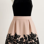 Trixxi Black Velvet & Blush Pink Fit-and-Flare Dress Boho Y2K – Size S Photo 0