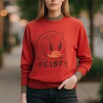NWOT Disney X Ae Fleece Crew Neck Sweatshirt Feisty XS Red Photo 0