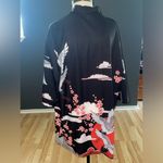 Open Front Flowers Crane Print Kimono Cardigan Photo 7