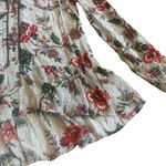 Maeve  Anthropologie Janie Floral Print Flounce Hem Shirt Top Long Sleeve Size 0 Photo 5