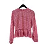 Stine Goya Medium Shirley Top Stars Pink Long Sleeve Peplum Open Back Blouse Photo 2
