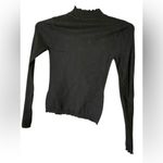 Black Ribbed Fitted Long Sleeve Blouse Photo 1