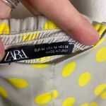 ZARA Size Medium Grey Yellow Polka Dot Smocked Peplum Tank Top Cami Coquette Photo 6